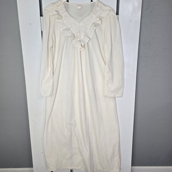 Adonna JC Penny’s Ivory Nylon Poly Blend‎ Midi Nightgown Large Prairie Cottage - Picture 1 of 9